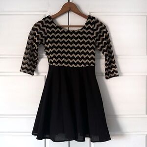 My Michelle Sparkly Party Dress Girls 8 Black Gold Wedding Formal Dance Twirly